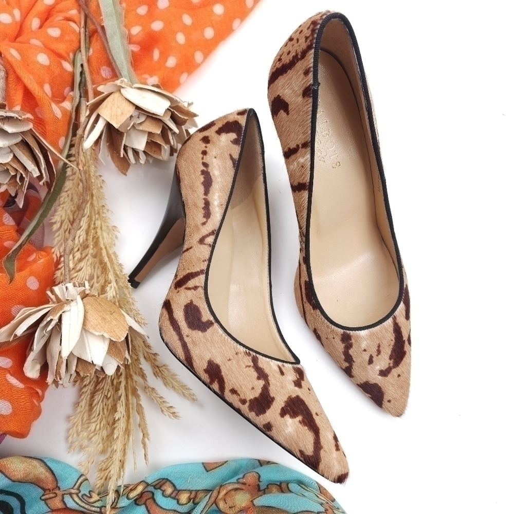 Talbots Animal Print Calf Fur High Heels Sz 8b